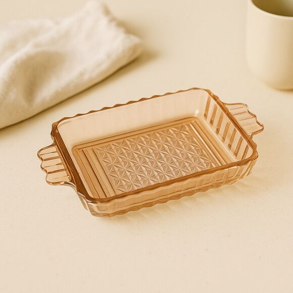 Anchor Hocking | Pink Ribbed Depression Glass Dish 7.5″ L | EUC - Picture 2 of 6